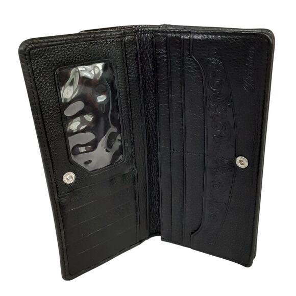 Brighton Gwynevere Wallet Clutch Black Croco Embossed Leather Bifold Travel - Picture 3 of 9
